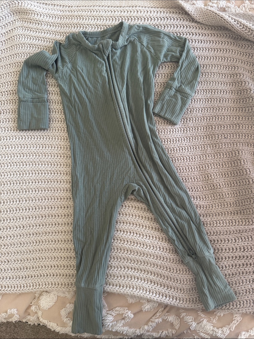 Little Sleepies Ribbed One-Piece Footie in Moss